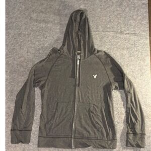 American Eagle Outfitters Mens Vintage Fit Zip Up Hoodie Charcoal Gray Large